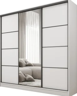 Szafy Trzydrzwiowe|Szafy Do Przedpokoju>BROMARKT Nowoczesna szafa przesuwna z lustrem 180 cm BEST do sypialni