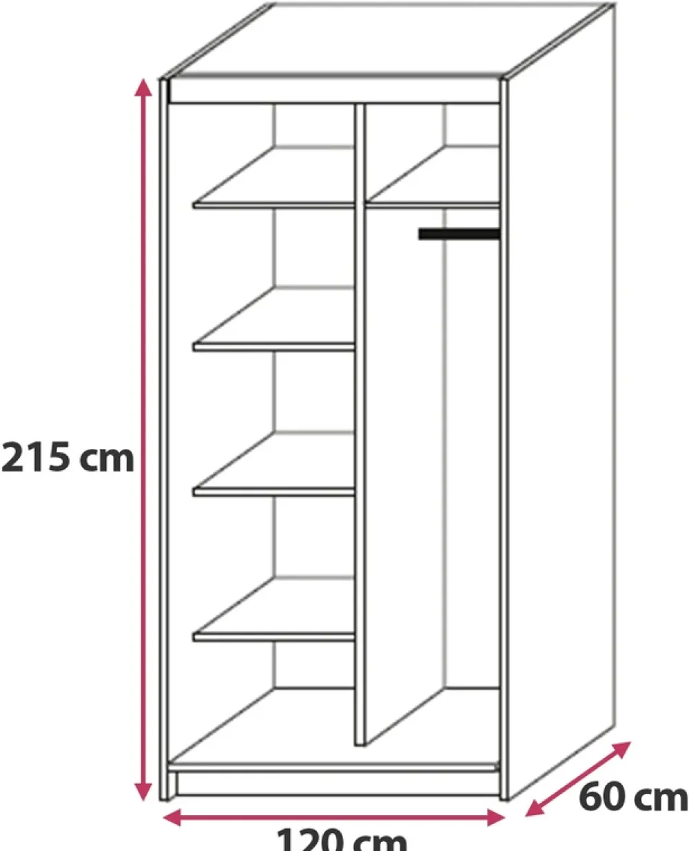 Meble Dla Dzieci|Meble Młodzieżowe>Meblohand Nowoczesna szafa przesuwna 120 cm NASTE z półkami dąb sonoma