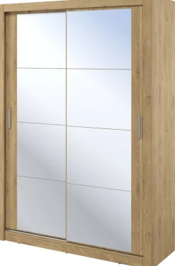 Zestawy Mebli Do Sypialni|Szafy Dwudrzwiowe>lenart. Nowoczesna szafa przesuwna z drążkiem i półkami 150 cm ARTI dąb shetland