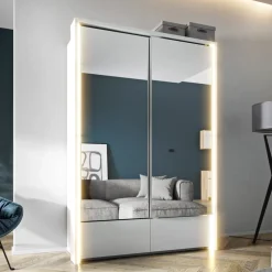 Zestawy Mebli Do Sypialni|Szafy Dwudrzwiowe>lenart. Nowoczesna szafa przesuwna z lustrem do salonu 150 cm cm TAYA
