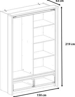 Zestawy Mebli Do Sypialni|Szafy Dwudrzwiowe></noscript>lenart. Nowoczesna szafa przesuwna z lustrem do salonu 150 cm cm TAYA