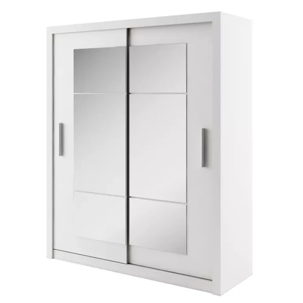 Zestawy Mebli Do Sypialni>lenart. Nowoczesna szafa przesuwna z lustrem 180 cm biała IDEA
