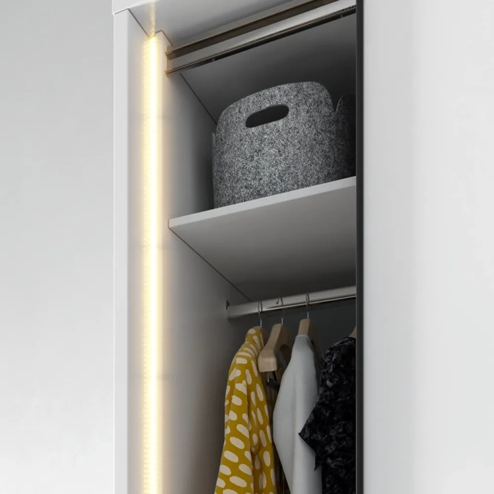 Zestawy Mebli Do Sypialni|Szafy Dwudrzwiowe>lenart. Nowoczesna szafa przesuwna z lustrem i podświetleniem 200 cm cm TAYA