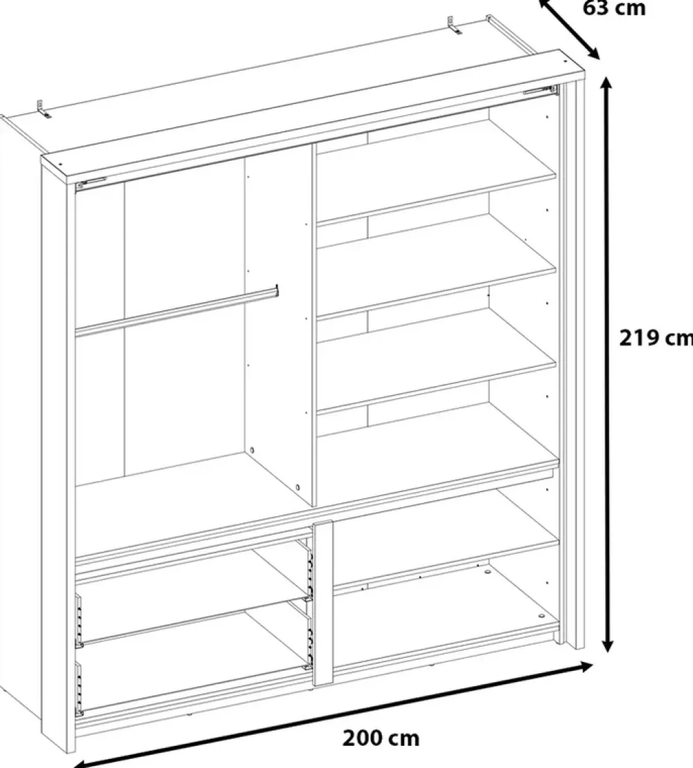 Zestawy Mebli Do Sypialni|Szafy Dwudrzwiowe>lenart. Nowoczesna szafa przesuwna z lustrem i podświetleniem 200 cm cm TAYA