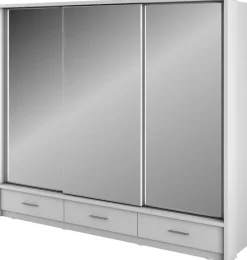 Szafy Przesuwne>lenart. Nowoczesna szafa przesuwna z lustrem i szufladami 250 cm ARTI biały