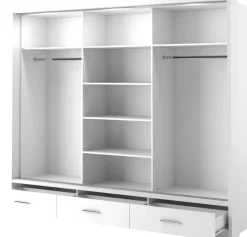 Szafy Przesuwne>lenart. Nowoczesna szafa przesuwna z lustrem i szufladami 250 cm ARTI biały