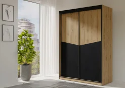 Zestawy Mebli Do Sypialni|Szafy Dwudrzwiowe>JUREK Nowoczesna szafa przesuwna 200 cm AMADEO dąb odwieczny