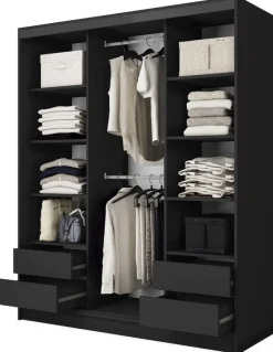 Zestawy Mebli Do Przedpokoju|Szafy Trzydrzwiowe>BROMARKT Nowoczesna szafa przesuwna z lustrem 160 cm BEST półki drążki