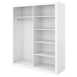 Szafy Dwudrzwiowe|Szafy Z Lustrem>lenart. Nowoczesna szafa przesuwna z lustrem 180 cm biała IDEA