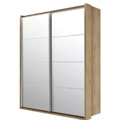 Zestawy Mebli Do Sypialni|Szafy Dwudrzwiowe>lenart. Nowoczesna szafa przesuwna 180 cm półki drążek ARTI dąb shetland