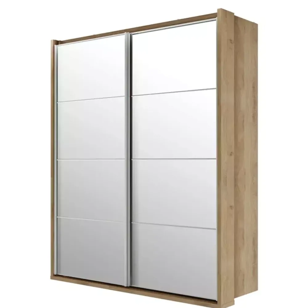 Zestawy Mebli Do Sypialni|Szafy Dwudrzwiowe>lenart. Nowoczesna szafa przesuwna 180 cm półki drążek ARTI dąb shetland