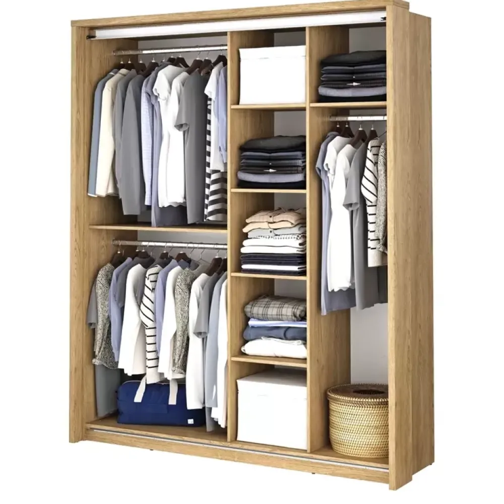 Zestawy Mebli Do Sypialni|Szafy Dwudrzwiowe>lenart. Nowoczesna szafa przesuwna 180 cm półki drążek ARTI dąb shetland