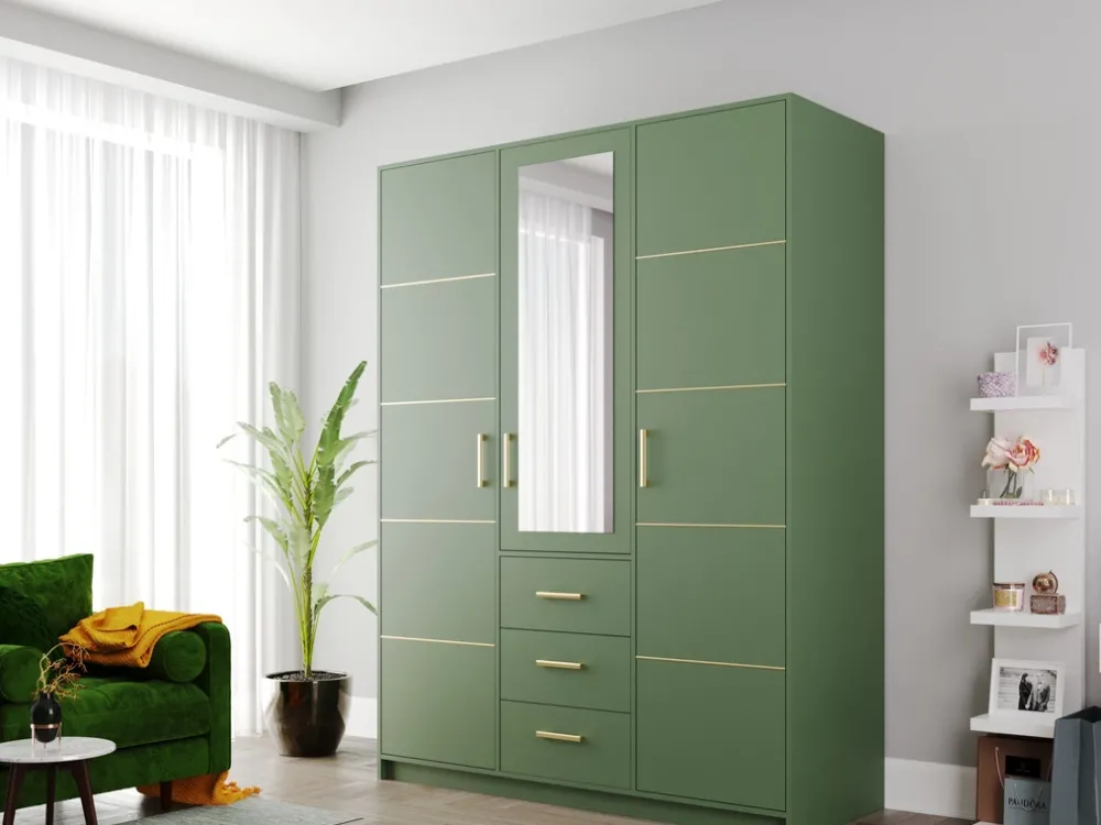 Meble Dla Dzieci|Szafy Do Pokoju Dziecięcego>Stolar Nowoczesna szafa trzydrzwiowa z półkami i drążkiem 147 cm BILL śliwa