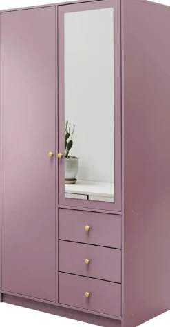 Meble Dla Dzieci|Zestawy Mebli Do Przedpokoju>Stolar Nowoczesna szafa uchylna z lustrem i szufladami 100 cm SELMA śliwa