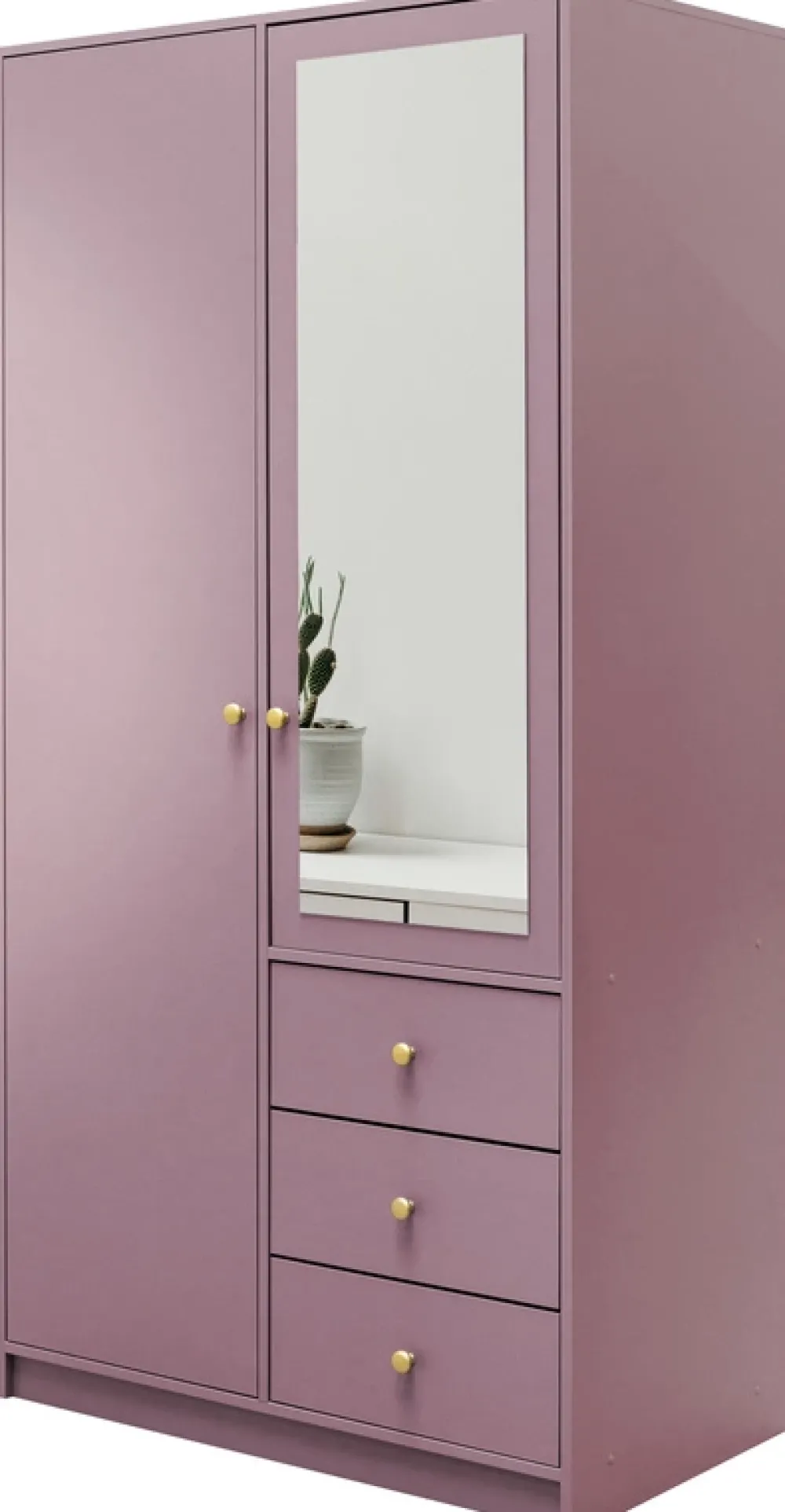 Meble Dla Dzieci|Zestawy Mebli Do Przedpokoju>Stolar Nowoczesna szafa uchylna z lustrem i szufladami 100 cm SELMA śliwa