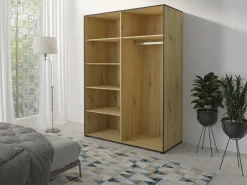 Szafy Młodzieżowe|Szafy Otwierane>JUREK Nowoczesna szafa uchylna z lustrem i drążkiem 180 cm OLAS dąb artisan