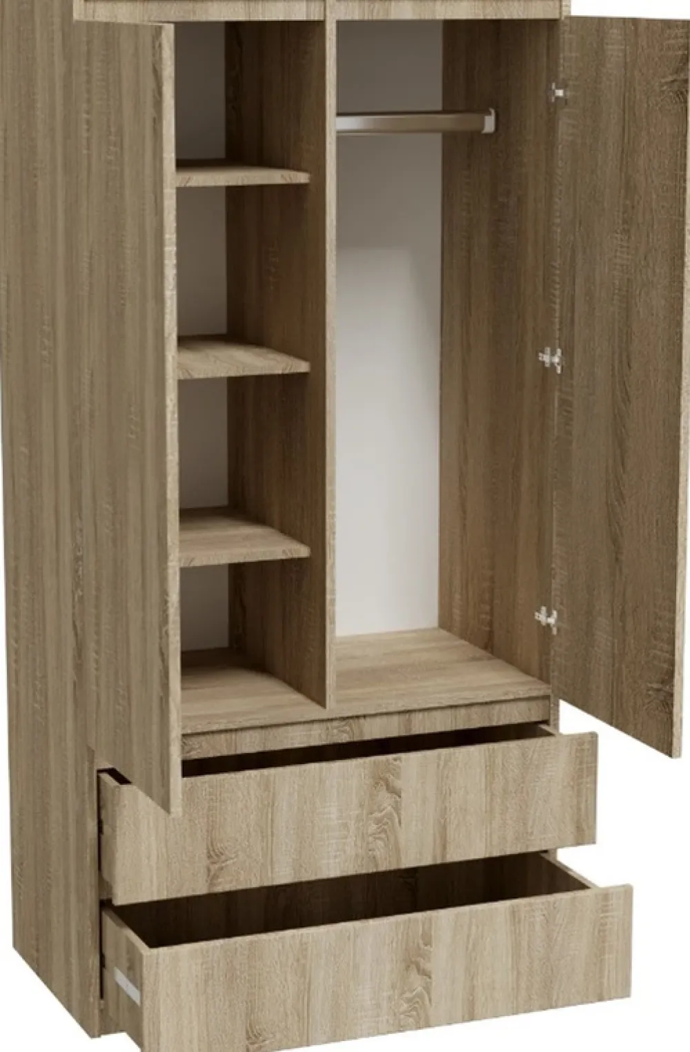 Meble Dla Dzieci|Meble Młodzieżowe>Meblohand Nowoczesna szafa uchylna 90 cm z szufladami i wieszakiem MONTEGO dąb sonoma