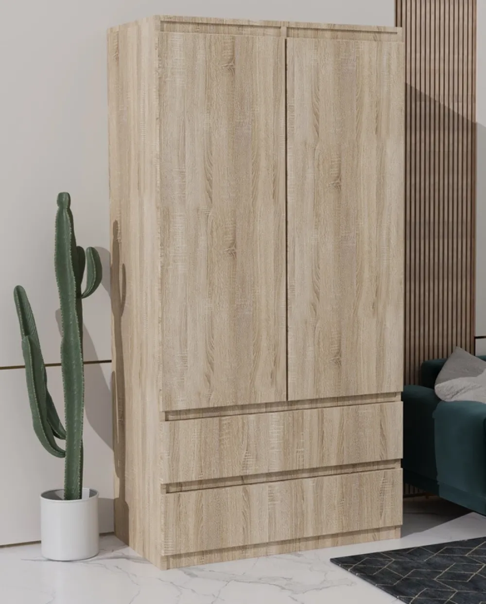 Meble Dla Dzieci|Meble Młodzieżowe>Meblohand Nowoczesna szafa uchylna 90 cm z szufladami i wieszakiem MONTEGO dąb sonoma