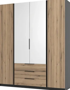 Szafy Młodzieżowe|Szafy Otwierane>Lempert Nowoczesna szafa z lustrem i szufladami do sypialni 200 cm KARAT