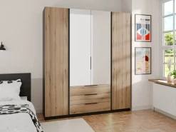 Szafy Młodzieżowe|Szafy Otwierane></noscript>Lempert Nowoczesna szafa z lustrem i szufladami do sypialni 200 cm KARAT