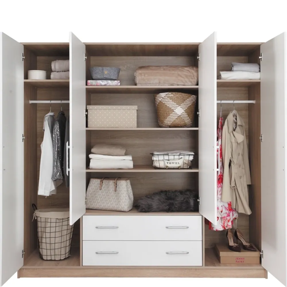 Szafy Modułowe|Szafy Do Przedpokoju>MEBLAR Nowoczesna szafa z lustrem do sypialni SEVAS półki drążki antracyt