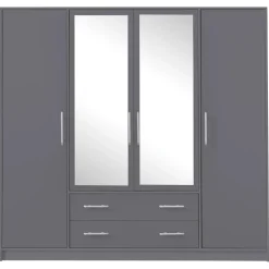 Garderoby|Meble Dla Dzieci>MEBLAR Nowoczesna szafa z lustrem do sypialni SEVAS półki drążki antracyt
