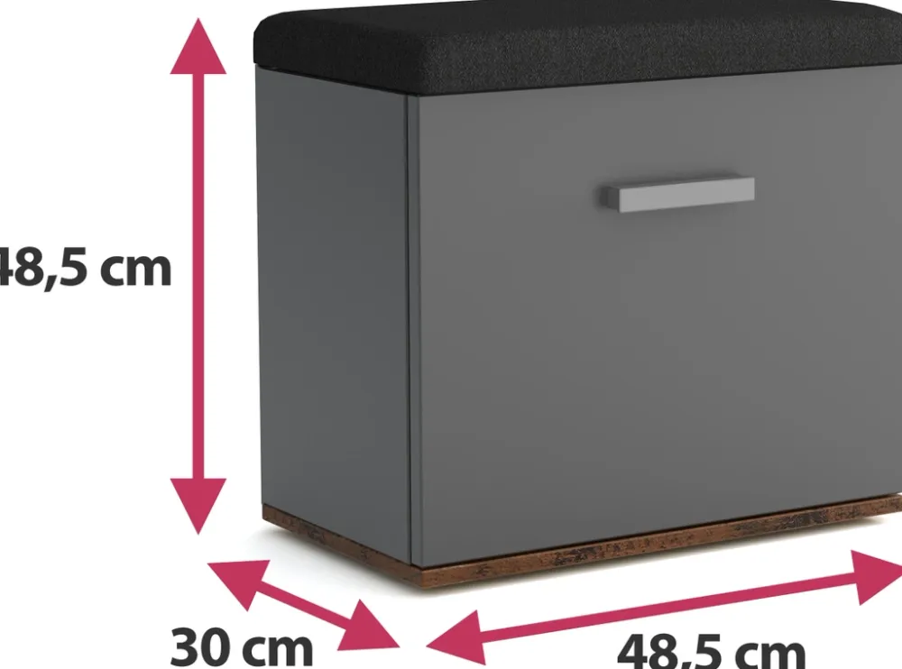 Szafki Na Buty|Zestawy Mebli Do Przedpokoju>Meblohand Nowoczesna szafka na buty z siedziskiem JOVITA antracyt