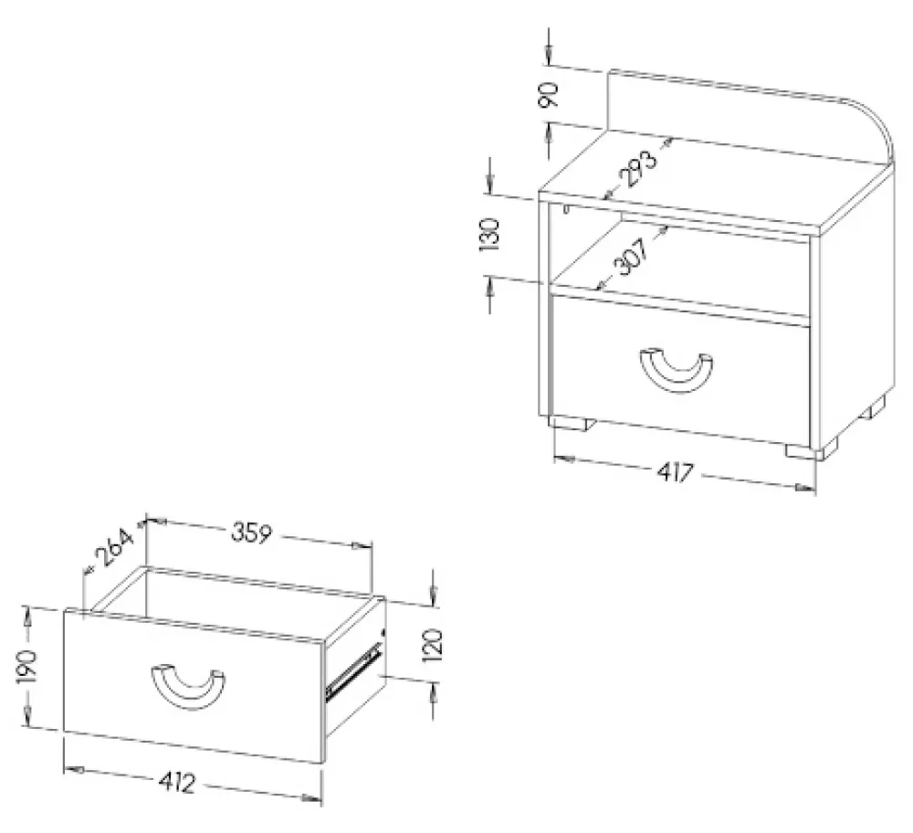 Zestawy Mebli Młodzieżowych>DOLMAR Nowoczesna szafka nocna do pokoju młodzieżowego 45 cm COOLIFY