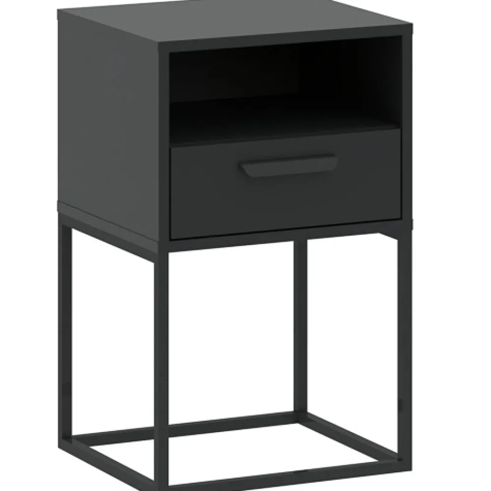 Szafki Nocne>INTER MEBLE Nowoczesna szafka nocna z szufladą i półką COTTA antracyt