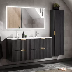 Meble Łazienkowe|Szafki Pod Umywalkę></noscript>COMAD Nowoczesna szafka pod umywalkę 80 cm czarna ADENILO czarny