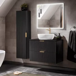 Meble Łazienkowe|Szafki Pod Umywalkę></noscript>COMAD Nowoczesna szafka pod umywalkę 80 cm czarna ADENILO czarny