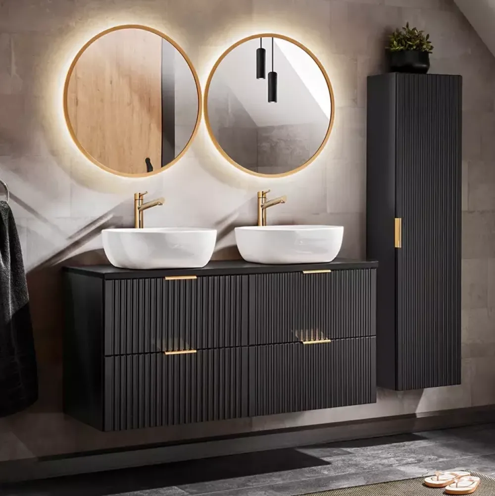 Meble Łazienkowe|Szafki Pod Umywalkę>COMAD Nowoczesna szafka pod umywalkę 60 cm czarna ADENILO czarny