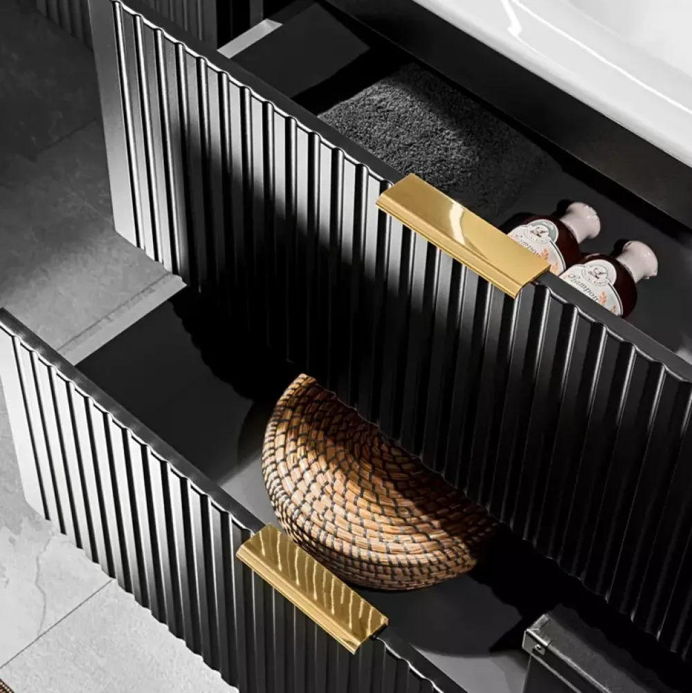 Meble Łazienkowe|Szafki Pod Umywalkę>COMAD Nowoczesna szafka pod umywalkę 60 cm czarna ADENILO czarny