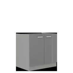 Meble Kuchenne>Lempert Nowoczesna szafka pod zlewozmywak połysk 80 cm SILVER szary