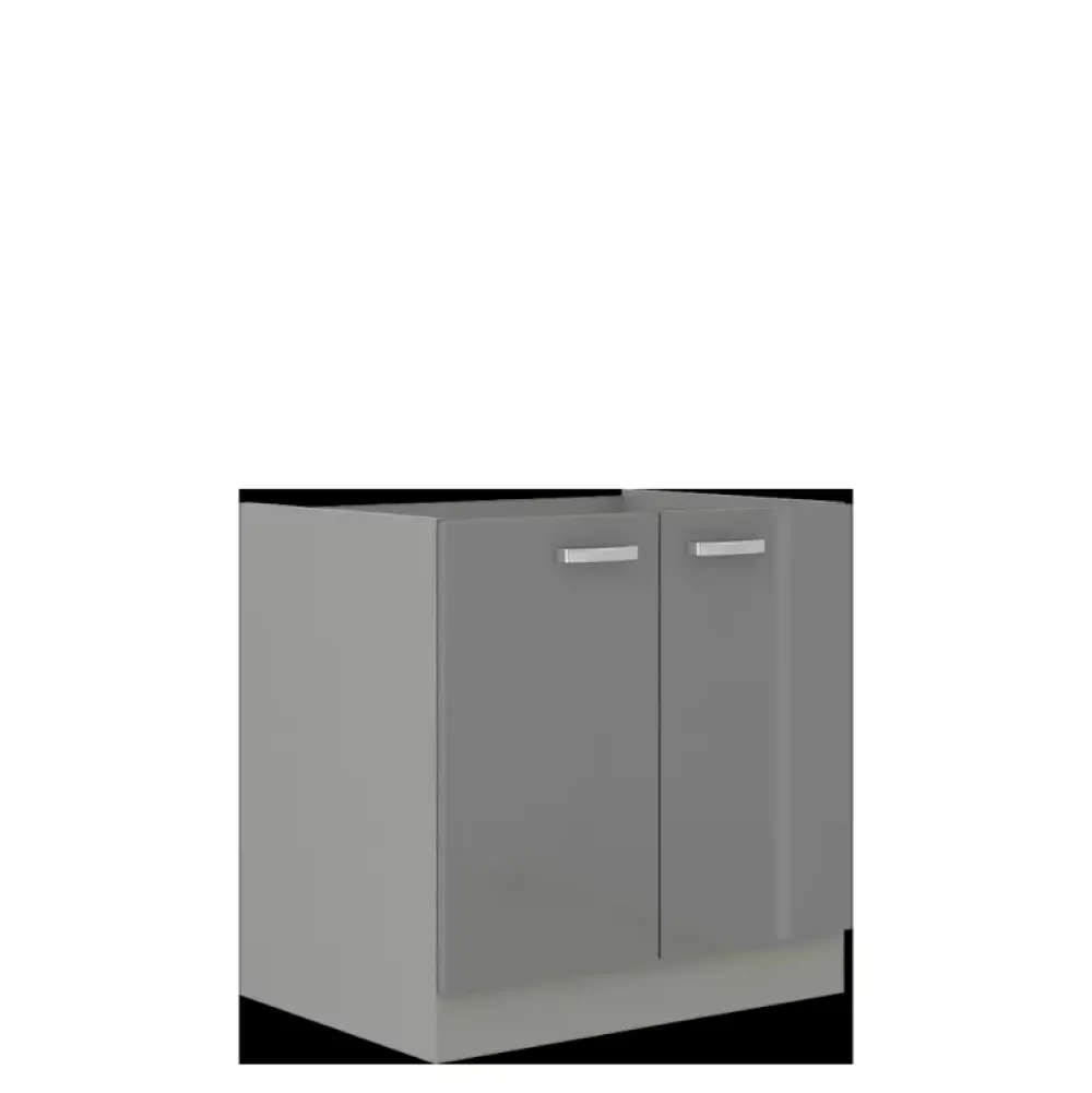 Meble Kuchenne>Lempert Nowoczesna szafka pod zlewozmywak połysk 80 cm SILVER szary