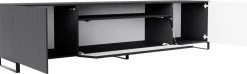 Szafki Rtv>Arton Nowoczesna szafka RTV 200 cm na nóżkach z półkami TAVIO owa frezowana grafit