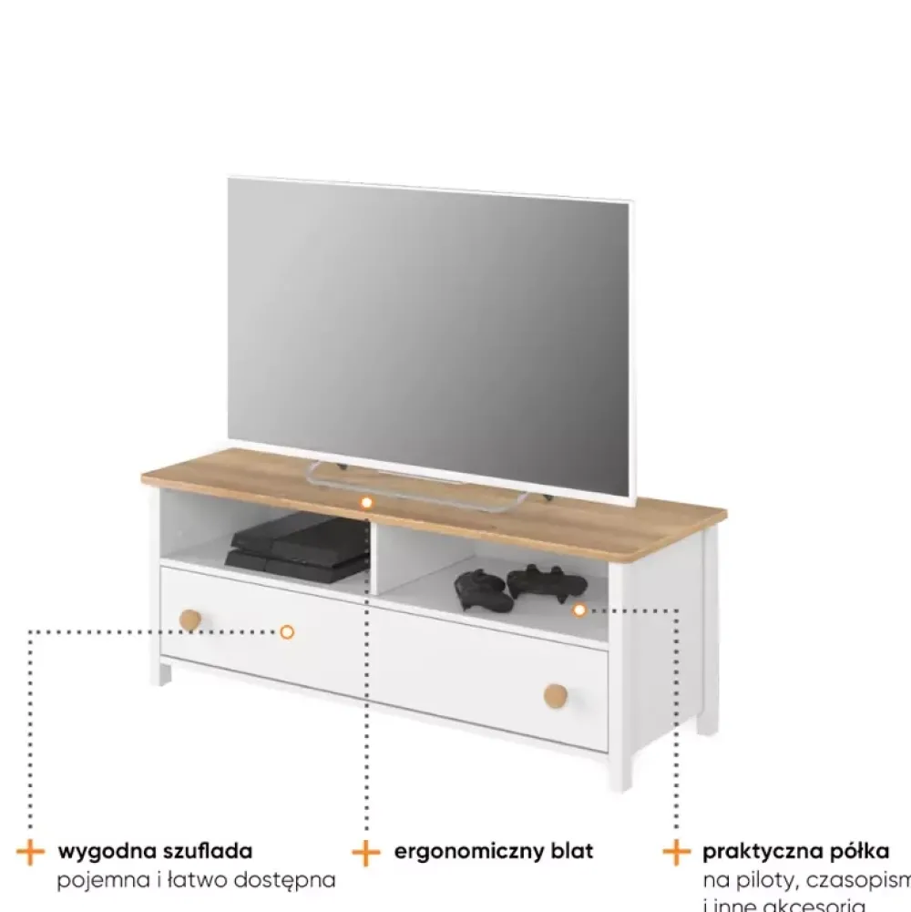 Zestawy Mebli Młodzieżowych|Szafki Rtv>lenart. Nowoczesna szafka RTV 120 cm biała STORY