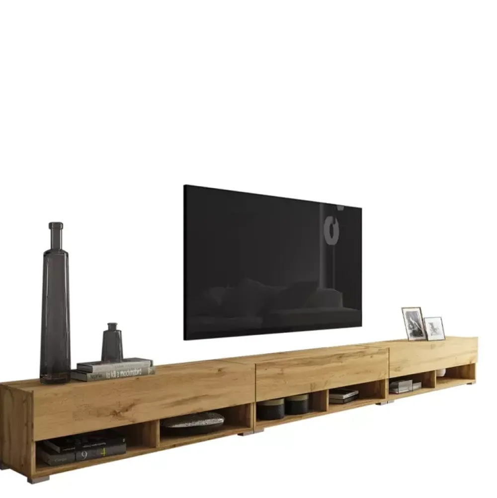 Szafki Rtv>BRATEX Nowoczesna szafka RTV 300 cm AROMA wotan dąb wotan