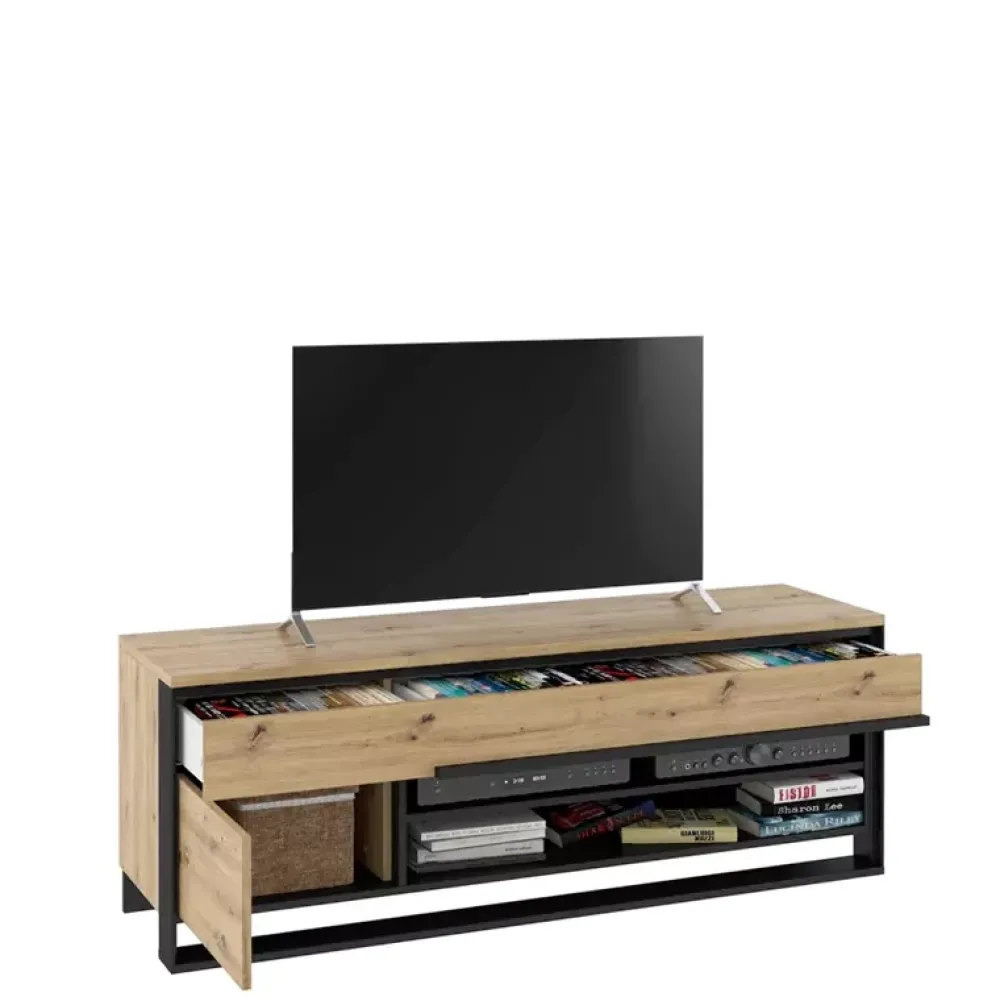 Zestawy Mebli Do Salonu|Szafki Rtv>lenart. Nowoczesna szafka RTV 155 cm QUANT dąb artisan