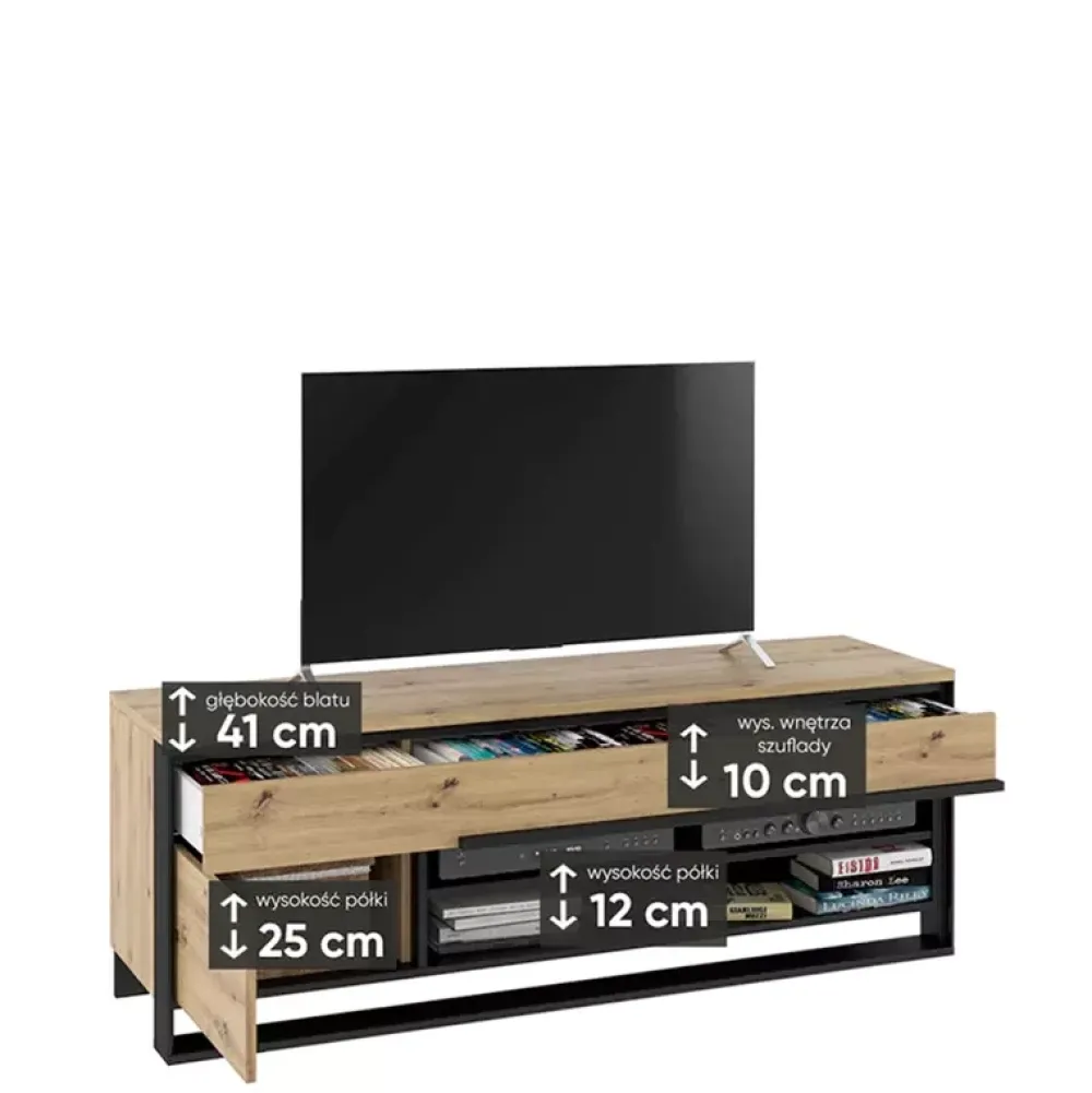 Zestawy Mebli Do Salonu|Szafki Rtv>lenart. Nowoczesna szafka RTV 155 cm QUANT dąb artisan