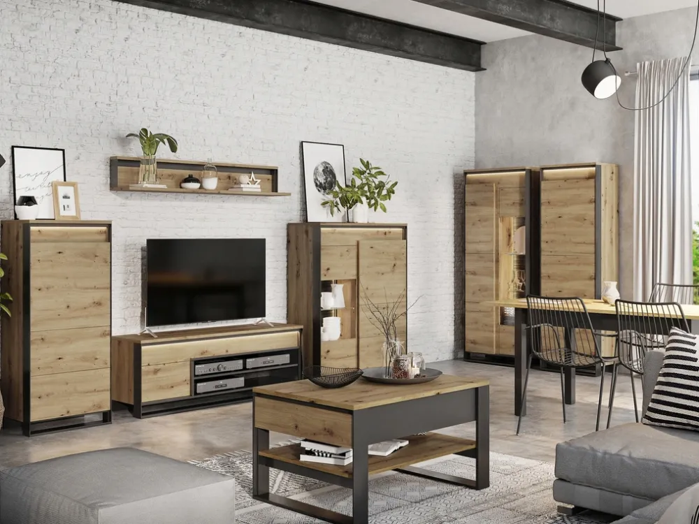 Zestawy Mebli Do Salonu|Szafki Rtv>lenart. Nowoczesna szafka RTV 155 cm QUANT dąb artisan