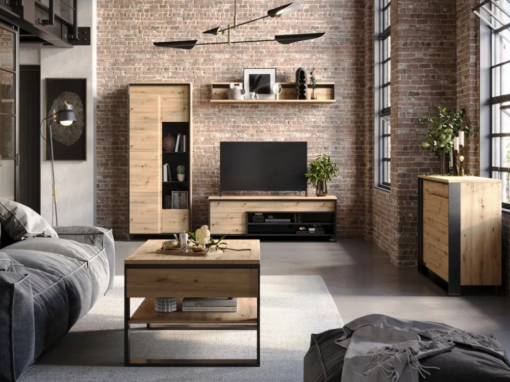 Zestawy Mebli Do Salonu|Szafki Rtv>lenart. Nowoczesna szafka RTV 155 cm QUANT dąb artisan