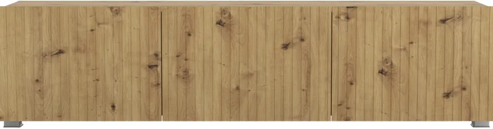 Szafki Rtv>GiB Meble Nowoczesna szafka RTV 150 cm z ryflowanymi frontami długa KORDIS dąb artisan