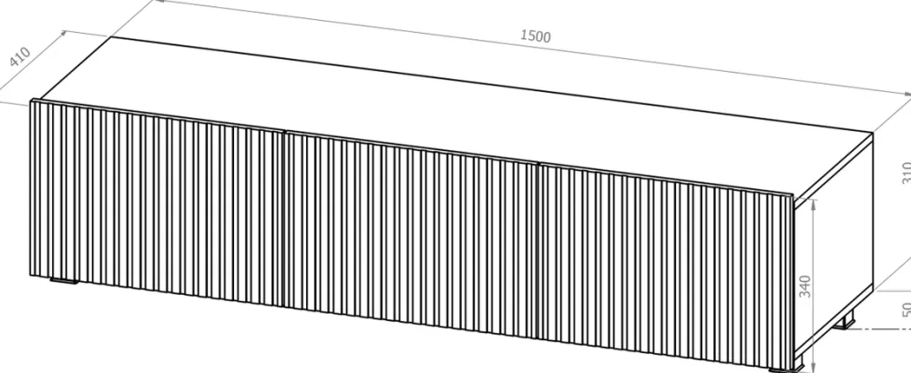 Szafki Rtv>GiB Meble Nowoczesna szafka RTV 150 cm z ryflowanymi frontami długa KORDIS dąb artisan