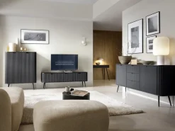 Szafki Rtv></noscript>PIASKI Nowoczesna szafka RTV 168 cm pod telewizor ZENIT frezowana czarny