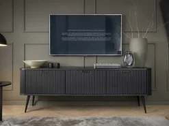 Szafki Rtv></noscript>PIASKI Nowoczesna szafka RTV 168 cm pod telewizor ZENIT frezowana czarny
