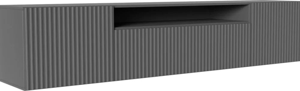 Szafki Rtv>Arton Nowoczesna szafka RTV 200 cm do salonu wisząca TAVIO frezowane fronty grafit