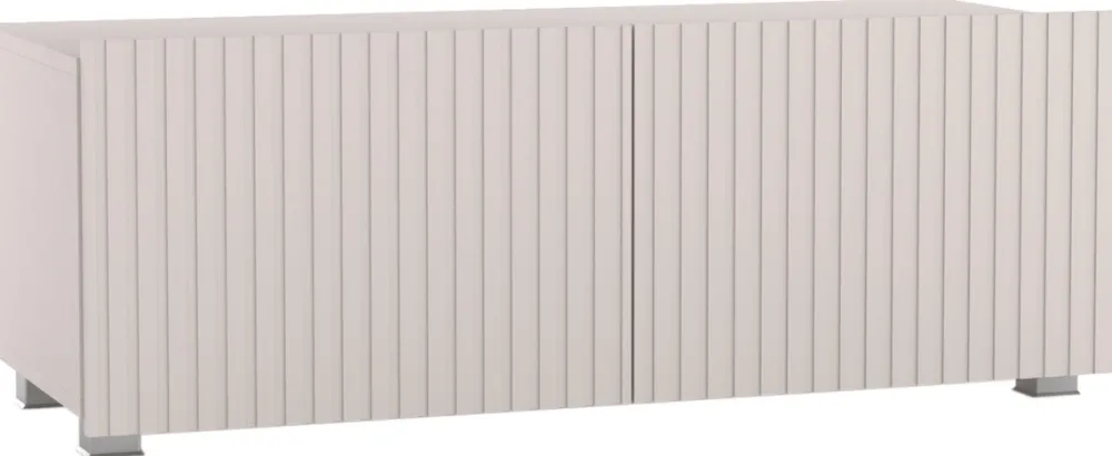 Szafki Rtv>GiB Meble Nowoczesna szafka RTV 100 cm z ryflowanymi frontami KORDIS kaszmir