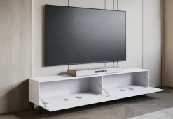 Szafki Rtv>BRATEX Nowoczesna szafka RTV 190 cm pod telewizor PUNES biała biały