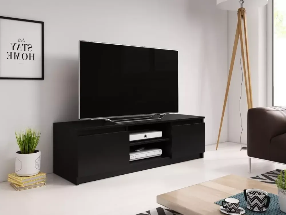 Szafki Rtv>BRATEX Nowoczesna szafka RTV 120 cm czarna BINGO czarny grafit